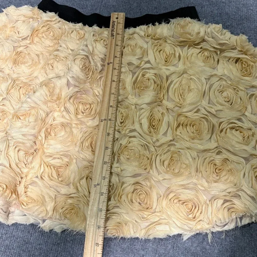Free People Rosette Floral Textured Mini Skirt Cream Size S